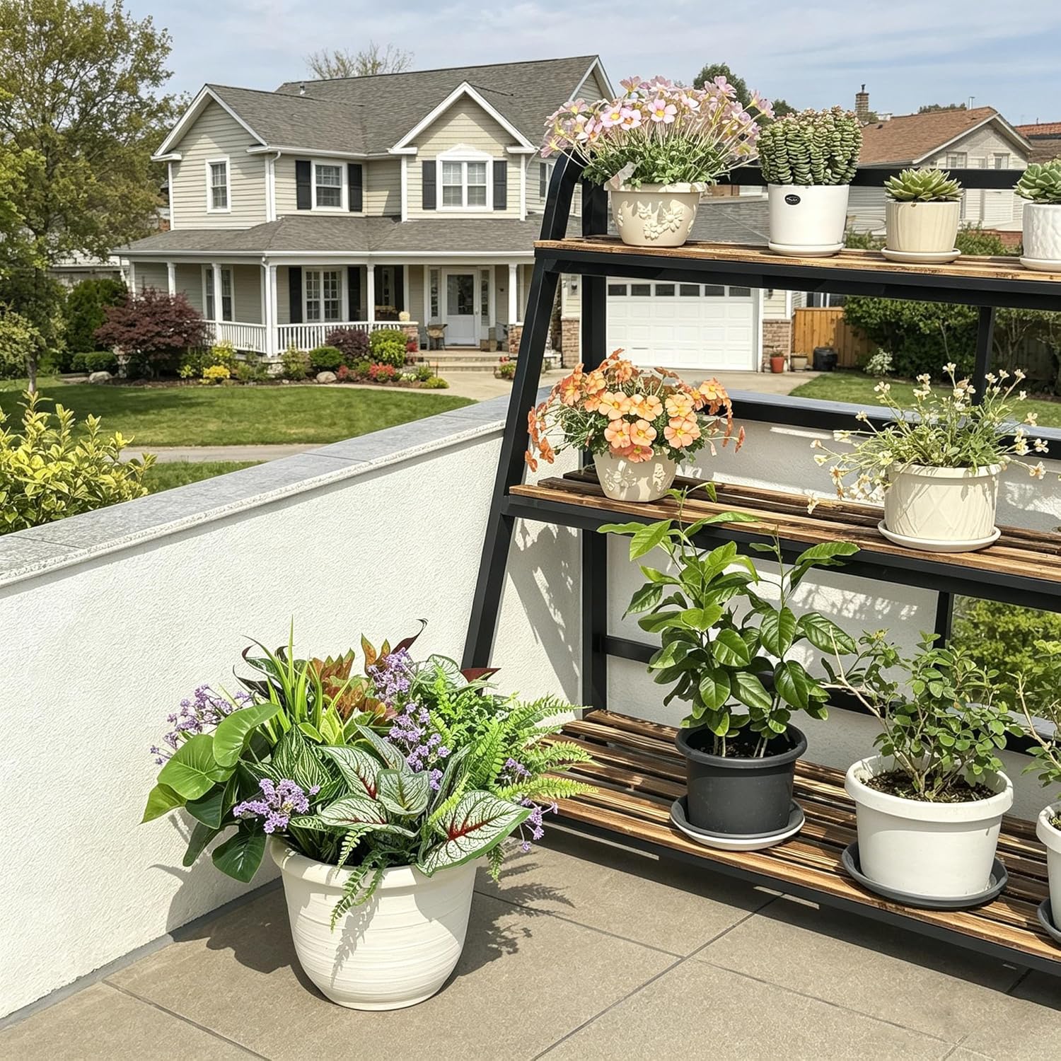 20Pcs Artificial Plants Outdoor Fake Plants Flowers UV Resistant Plastic Bushes Leaves Realistic Faux Greenery Grass Stems for Outside Front Porch Planters Garden Window Box Patio Decor