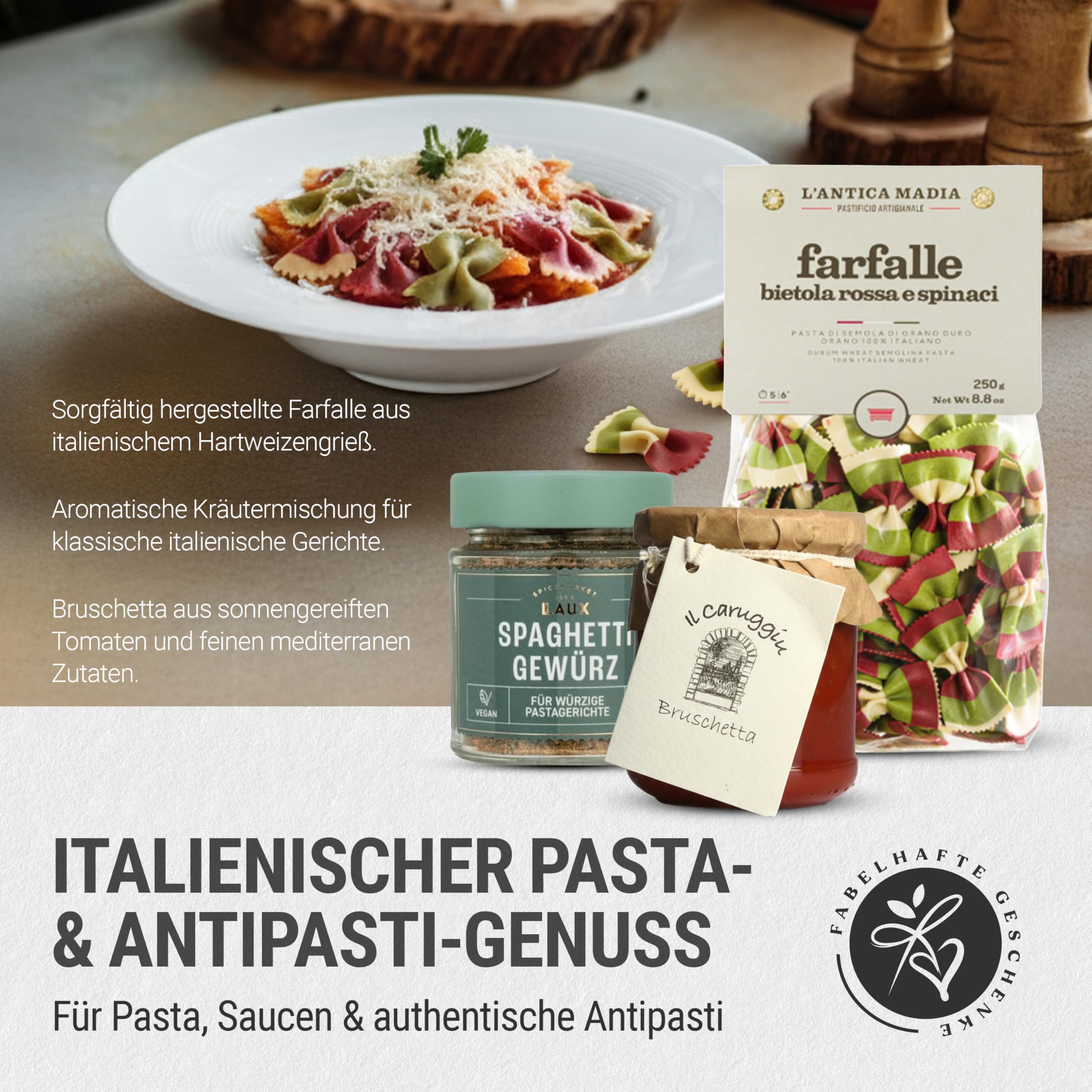 Präsentkorb La Dolce Vita gefüllt mit Rotwein und italienischen Delikatessen | Wein Geschenk für Männer & Frauen zu Geburtstag, Weihnachten | Geschenkkorb mit Banderole "Herzlichen Glückwunsch"