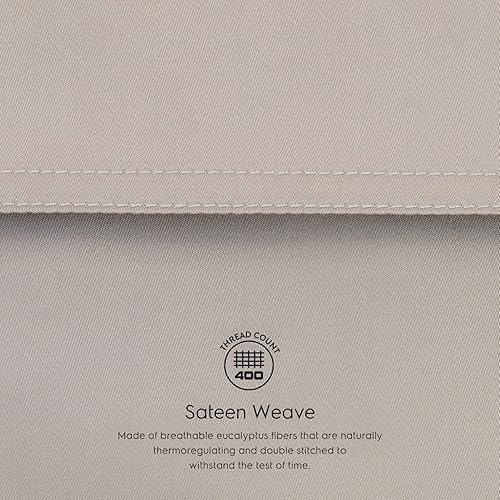 Miniatura 4 de Tafts Sábanas de eucalipto tamaño Queen, 100% eucalipto orgánico, sábanas de eucalipto 400 hilos, juego de 4 piezas, bolsillos profundos de 17