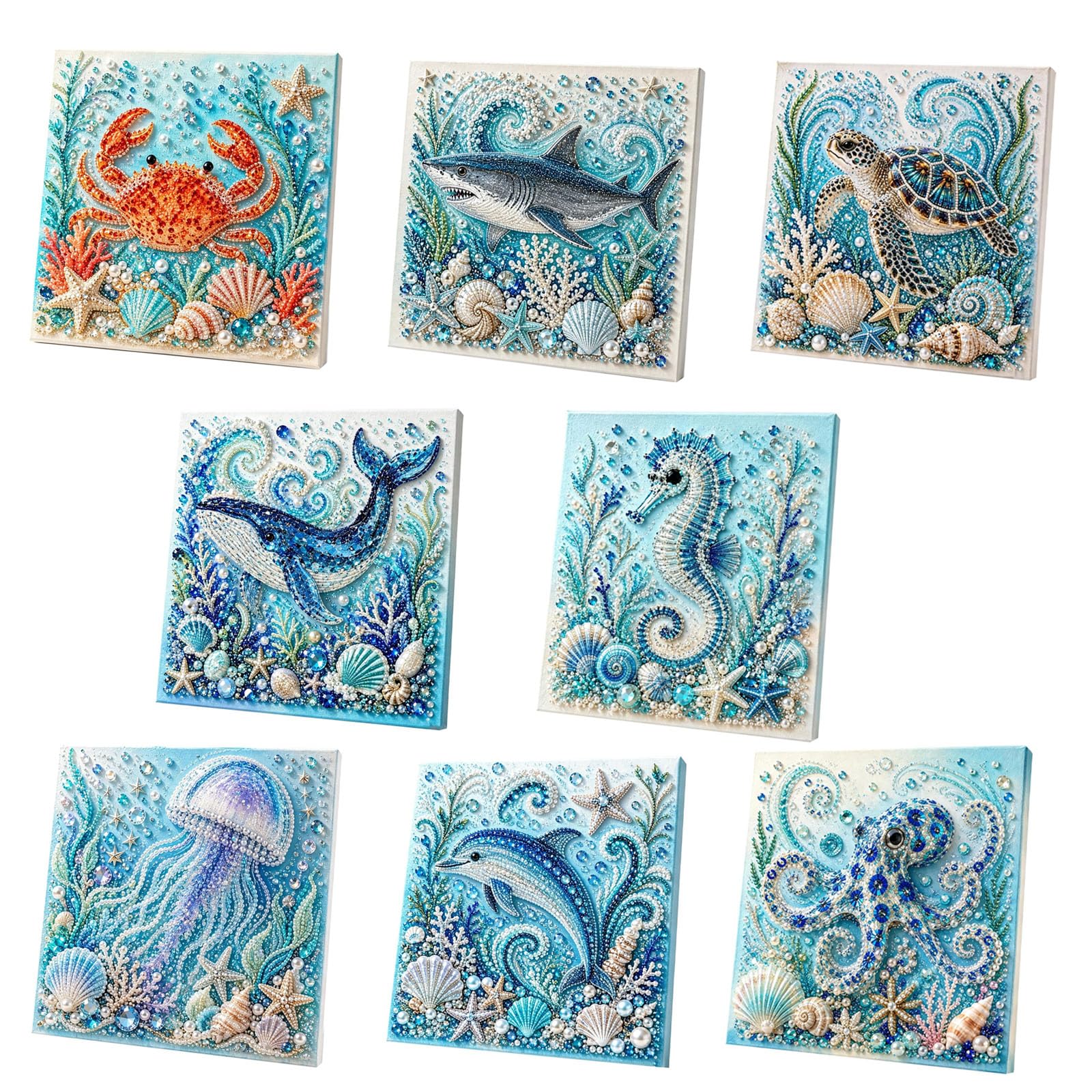 ZHENWO Ocean Theme Pearl Art DIY Kit (Mix-8pcs)
