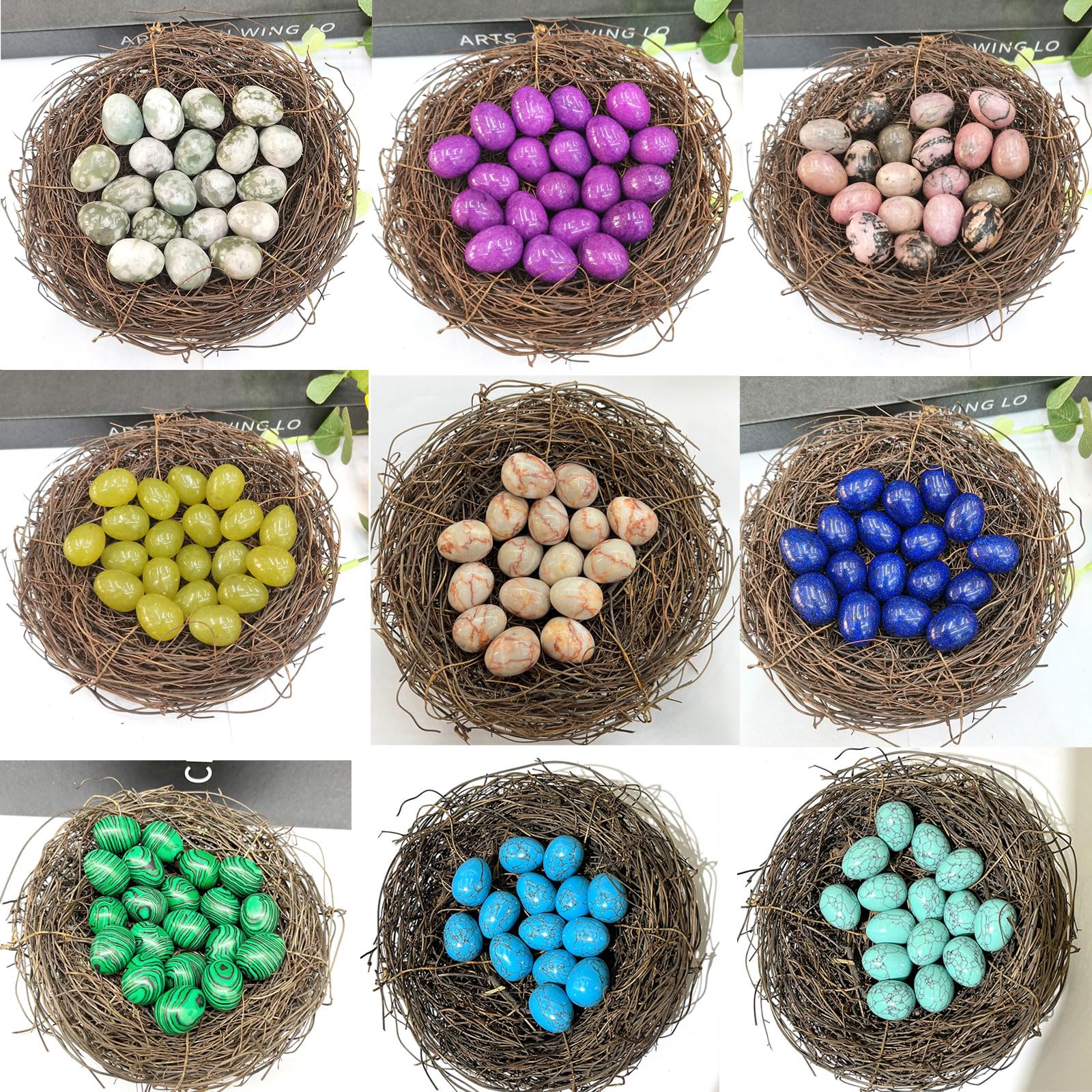 Trommelstein-Set, bunte Kristalle, Eier, Naturstein, Ostereier, Edelsteine, polierte Sorgensteine, Ornament, 20 Stück