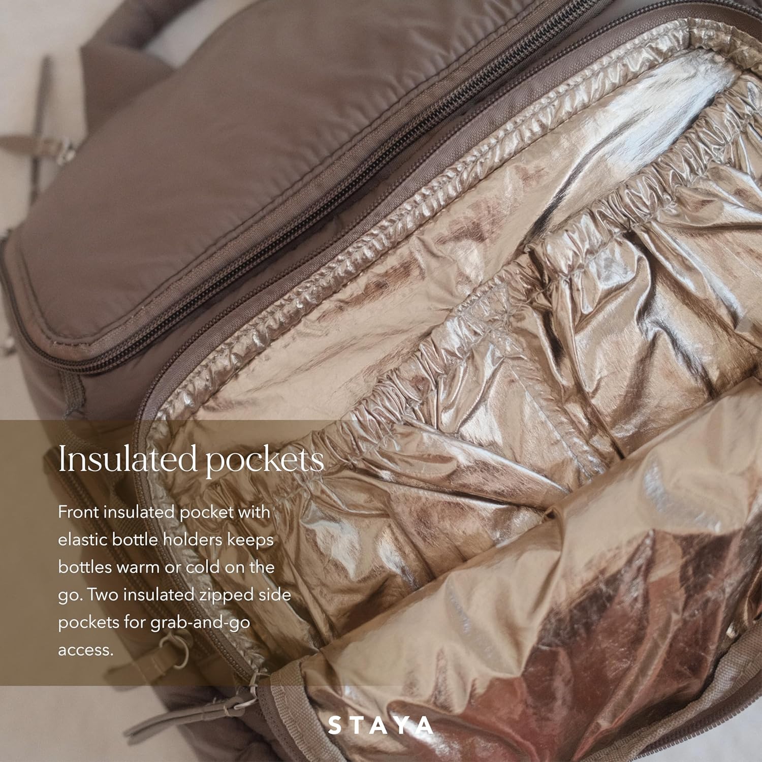 Staya Cloud Diaper Bag Backpack – Medium Lightweight Baby Diaper Bag for Mom & Dad, Travel Diaper Backpack with Smart Organization for Everyday Use, Baby Essentials & Hospital Needs, Taupe - Image 7