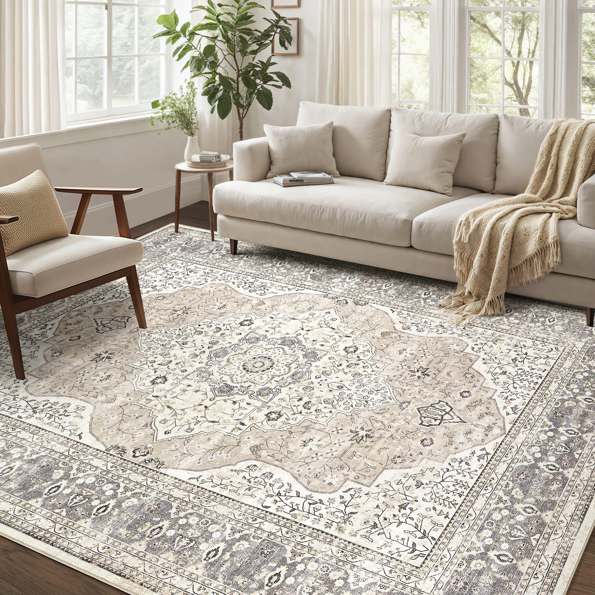 homewill Vintage 10x14 Washable Area Rug in Camel