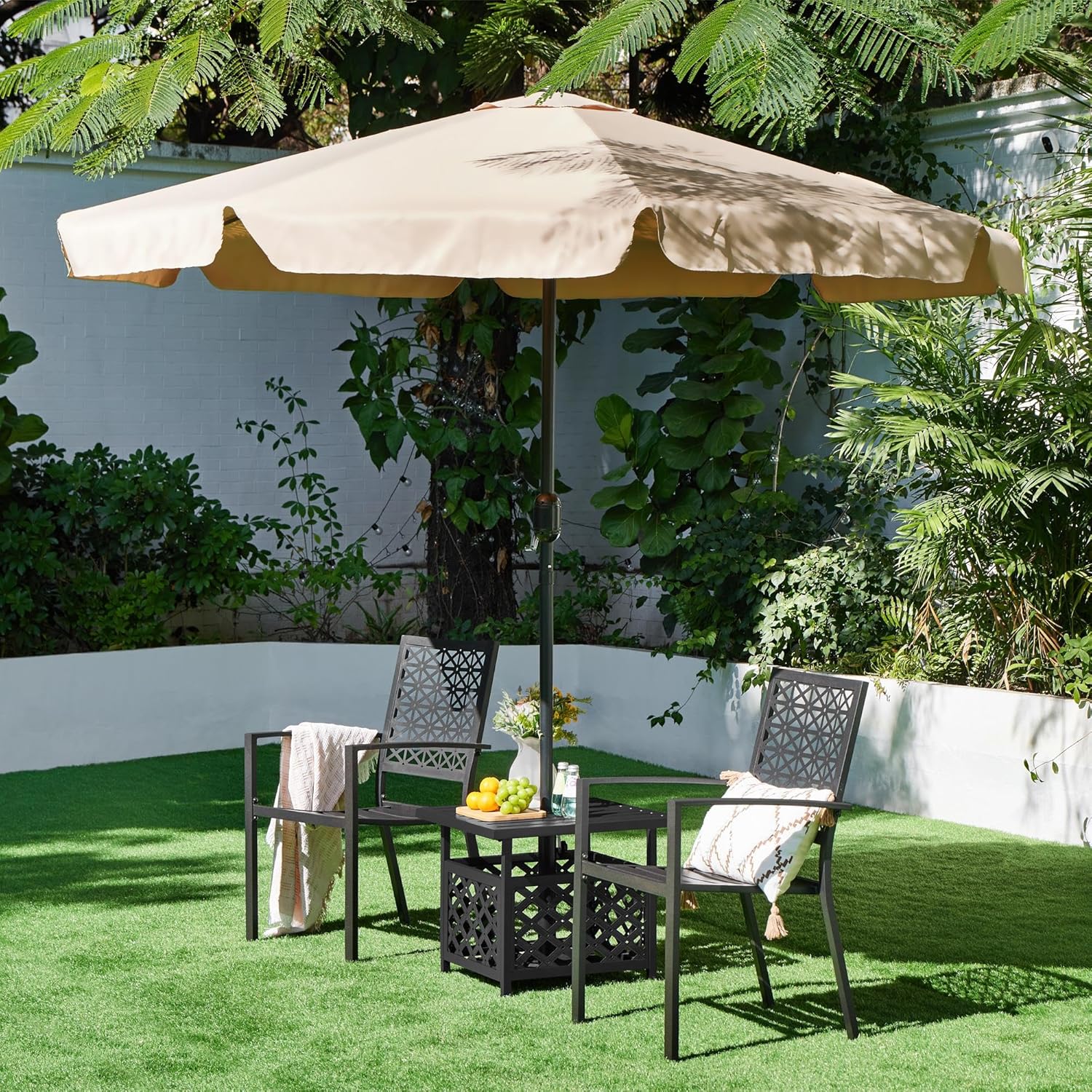 Yaheetech Metal Patio Chairs Set of 2, Outdoor Dining Chairs for Garden, Lawn, with Armrests, Metal Frame as Stackable Heavy-Duty Steel