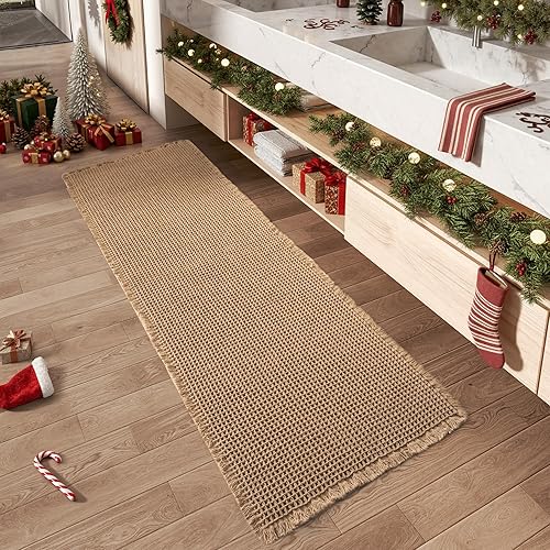 Tapete de pasillo ppiso de baño tejido de punto gofre mejorado, cborlas, superabsorbente, antideslizante, lavable a máquina camino pcorredor,