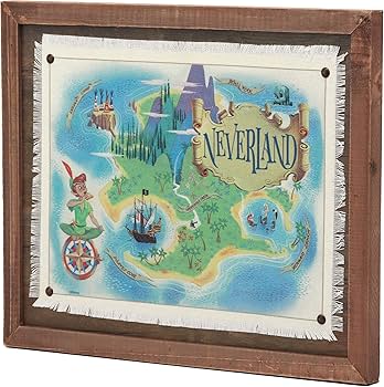 Amazon.co.jp: ディズニーピーターパンネバーランド地図フレーム木製壁