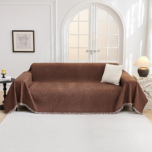 Miniatura 9 de MYSKY HOME Fundas para sofá, fundas lavables para sofá modular, funda de 3 cojines, protector de muebles con borlas para niños, perros y mascotas,