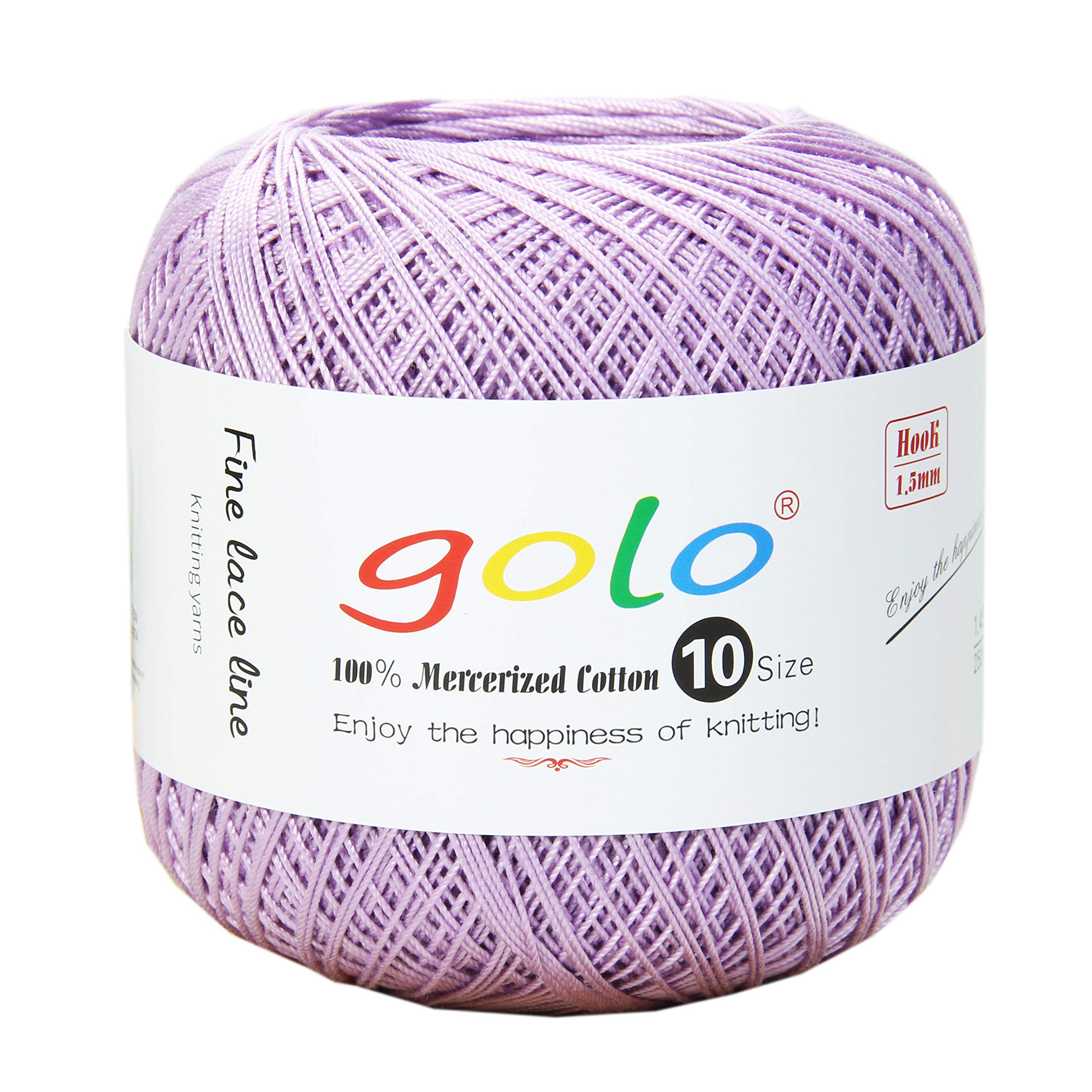 golo Crochet Thread Size 10 Cotton Crochet Yarn for Crocheting Light Purple 609