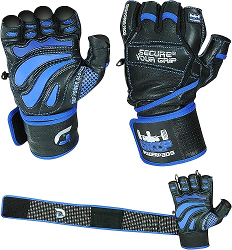 Miniatura 5 de Elite - Guantes de cuero para gimnasio con muñequeras integradas de 2 pulgadas de ancho, agarre y diseño para levantamiento de pesas, levantamiento