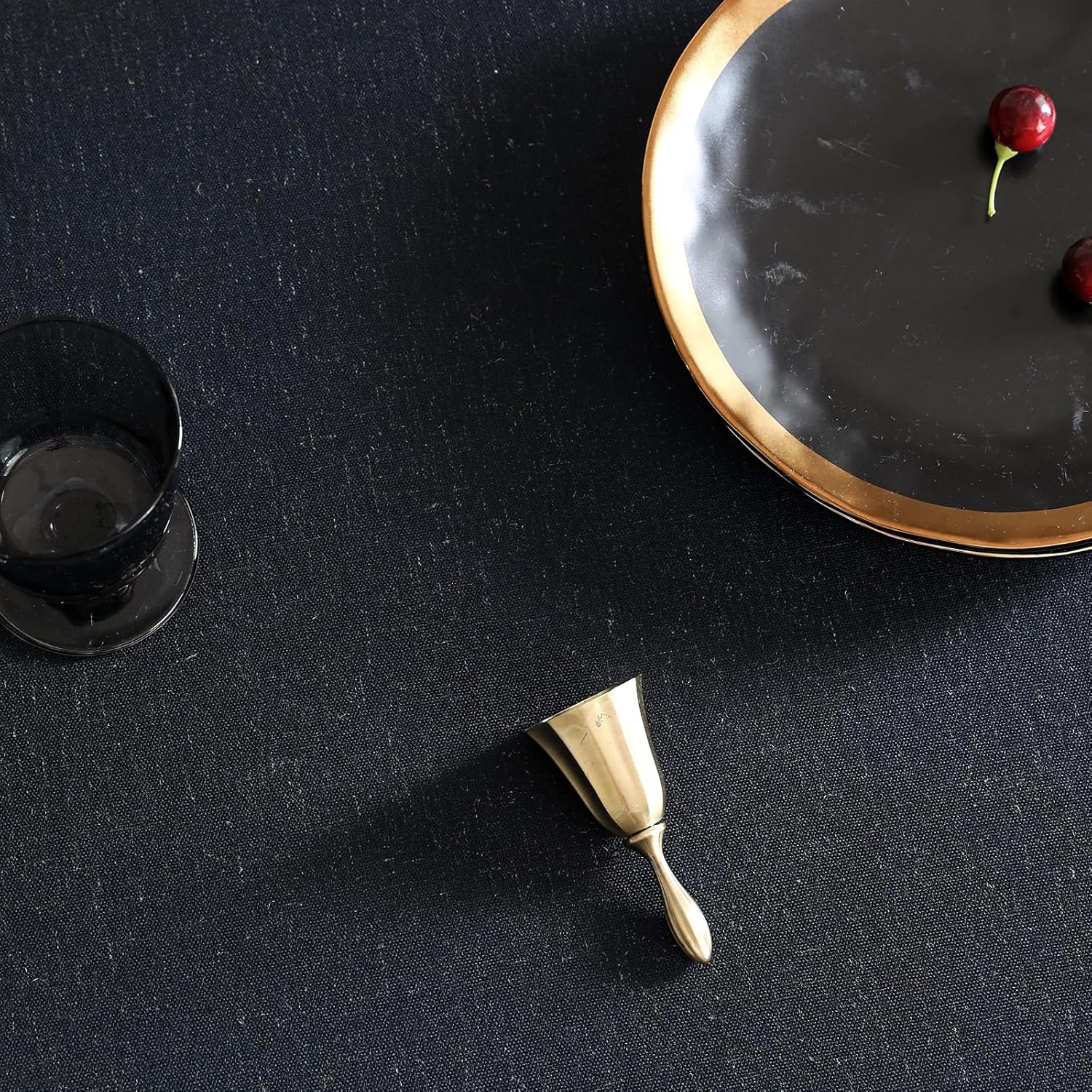ISAENNE Black Tablecloth for Rectangle Tables,Linen Table Cloth Solid Color Plain Simplicity,Heavy Durable Table Cover for Dining Kitchen Decor Party Banquet,63"*102"