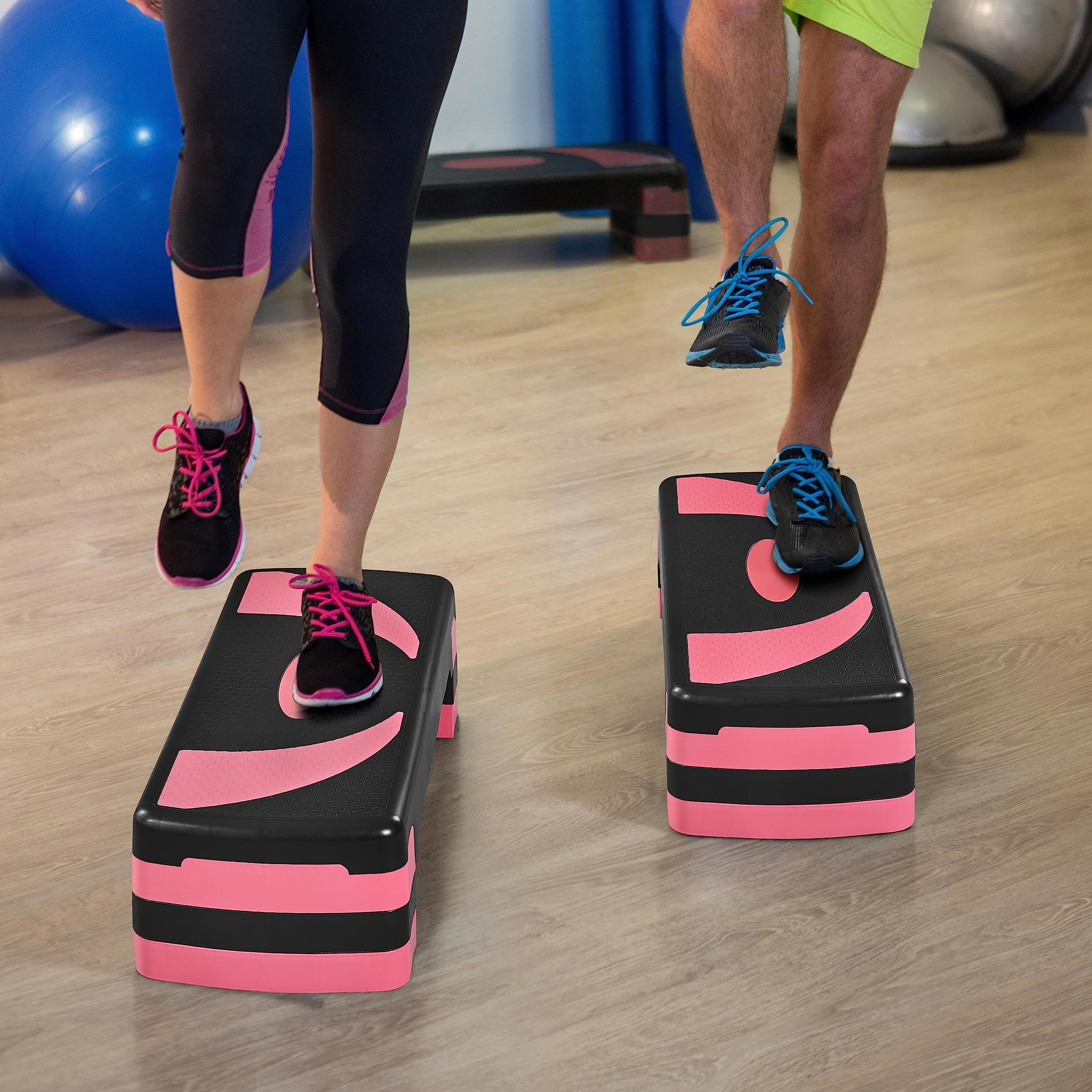 Abician Step de Fitness Stepper d'aérobic 79,5 x 30 x 20cm Réglable sur 3 Hauteurs Marche d'Exercice pour Fitness à la Maison et au Bureau Rose