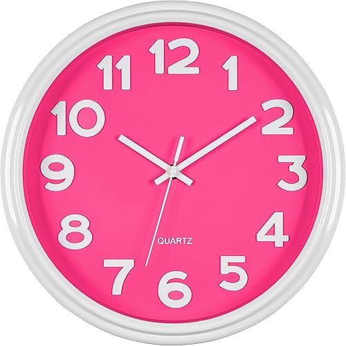 Bernhard Products Reloj de pared rosa de 125 pulgadas silencioso sin tictac moderno y elegante relojes de cuarzo para el hogar cocina oficina Rosa, Bernhard Products Reloj de pared rosa de 125 pulgadas silencioso sin tictac moderno y elegante relojes de cuarzo para el hogar cocina oficina Rosa,