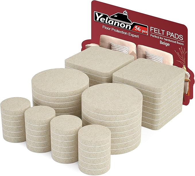 Yelanon Felt Furniture Pads 56Pcs(25+50) mm Furniture Pads Self