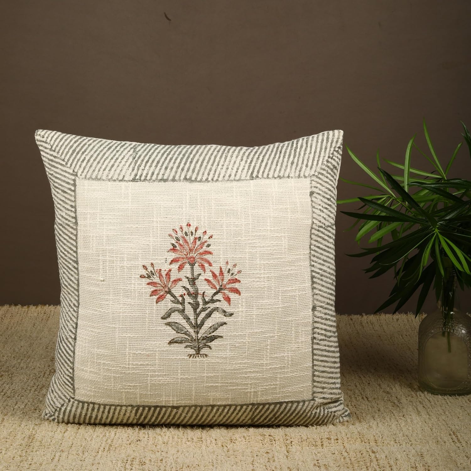 Trade Star Modern Decorative Cushion Case 100% Cotton Throw Pillow Cover Handmade Cushion Cover Beautiful Premium Cotton Hand Block Printed Pillow Cases 18x18 Inches (Pattern 2)