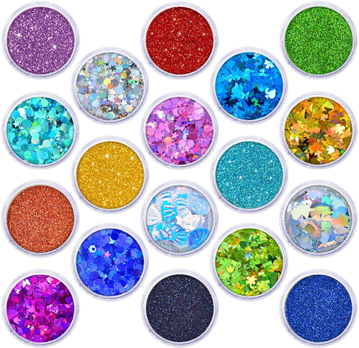 Glitter 18 Styles 130g Holographic Cosmetic Festival Makeup Chunky Powder for Body Nail Hair Eye Face