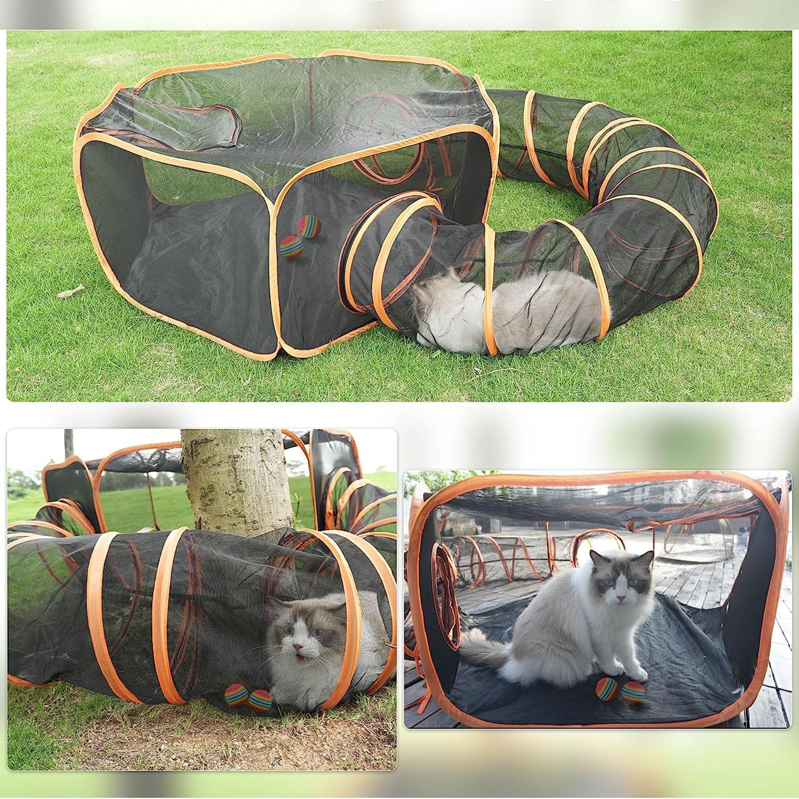 Amazon.co.jp: 屋外猫テントとトンネル、2 In 1 猫トンネルおもちゃ