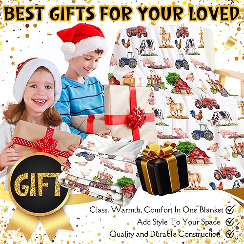 Miniatura 2 de Manta de bebé de animales de granja, manta neutra de granero de granja para niños y niñas, manta de forro polar para bebé, vaca, pollo, cerdo,