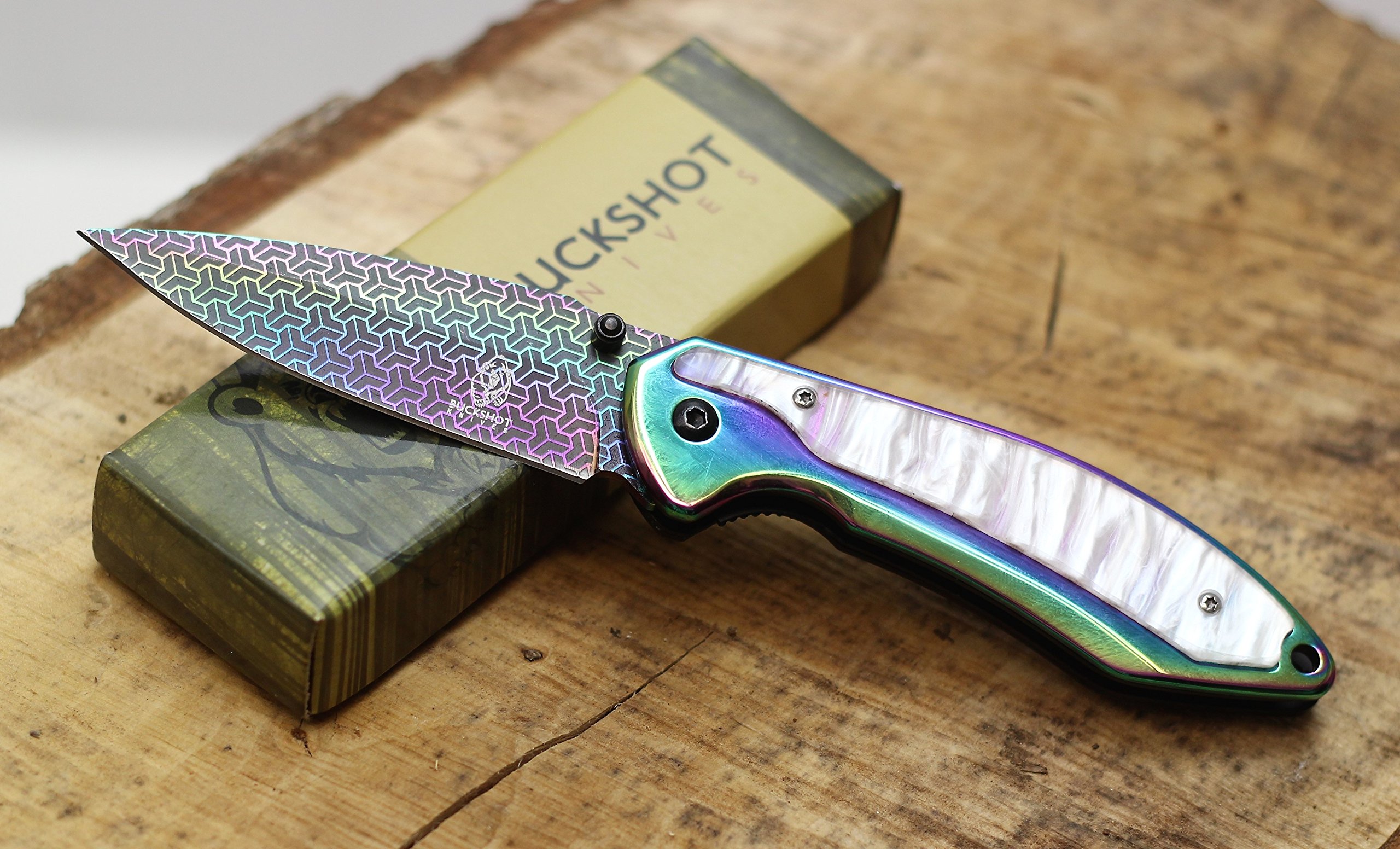 Wartech Buckshot Knives Thumb Open Spring Assisted Stainless Steel Titanium Handle Pocket Knife (PBK212WT)