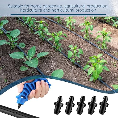 Miniatura 6 de 1 herramienta de perforación de tubo de riego por goteo para facilitar la inserción del emisor de 14 pulgadas y 50 tapones de riego por goteo,