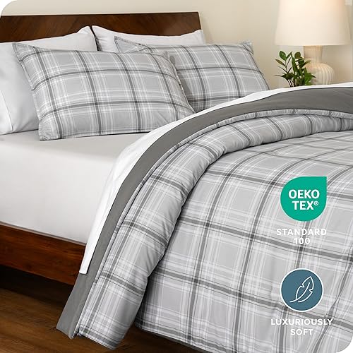 Miniatura 3 de Bare Home Juego de edredón, tamaño Queen, ultrasuave, alternativa de plumón de ganso, serie 1800 premium, edredón cálido para todas las estaciones