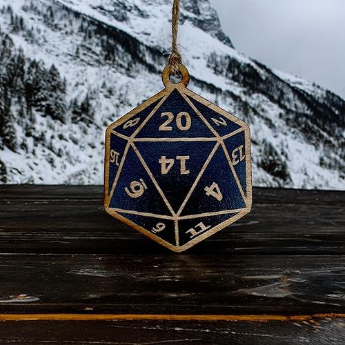 Miniatura 4 de Ornament - 20 Sided Dice - Black Painted Raw Wood 3x3in