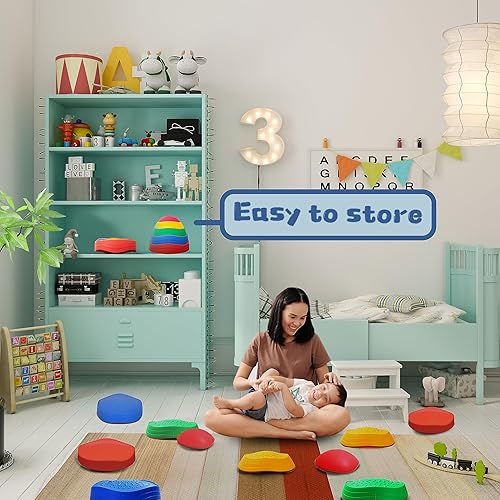 Miniatura 5 de 10 piezas de piedras para niños, juguetes preescolares que promueven habilidades de coordinación de equilibrio, juego en interiores o exteriores,