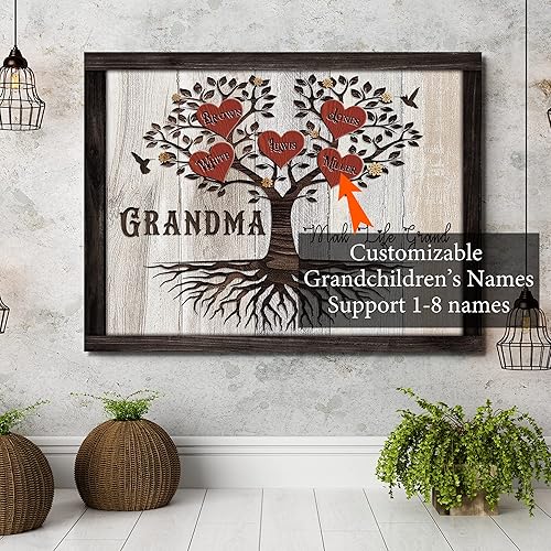 Miniatura 2 de Dazella Regalos personalizados para el Día de la Madre para la abuela de nieto, nieta, regalos de cumpleaños únicos para la abuela, letrero de árbol