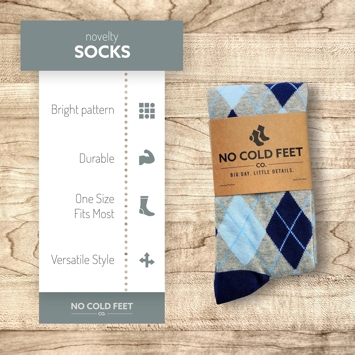 No Cold Feet Men’s Dress Socks, Fun Colorful Patterned, Mid-Calf, Cotton Blend, 4-Pack - Image 4