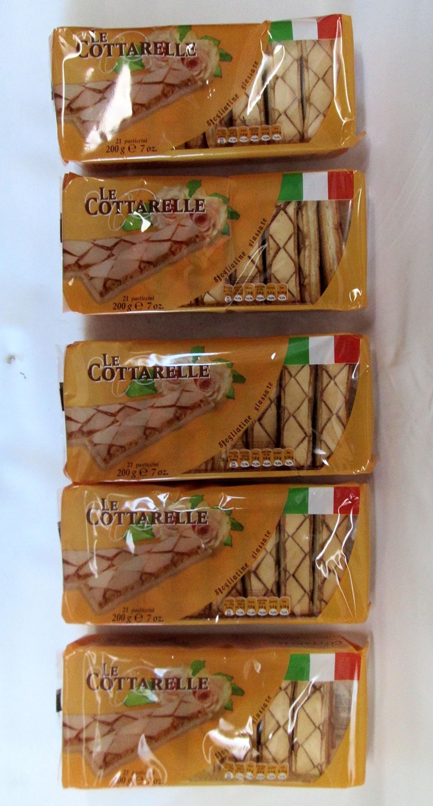 Asolo Dolce: " Le Cottarelle " Glazed Puff Pastry 7.05 Ounce (200gr) Packages (Pack of 5) [ Italian Import ]