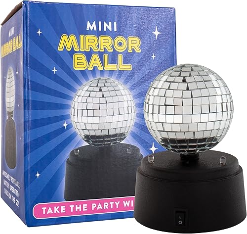 Fizz Creations Mini bola de espejo de discoteca LED – Decoración de fiesta a pilas de 5 pulgadas, lámpara de humor portátil para dormitorio, niños,