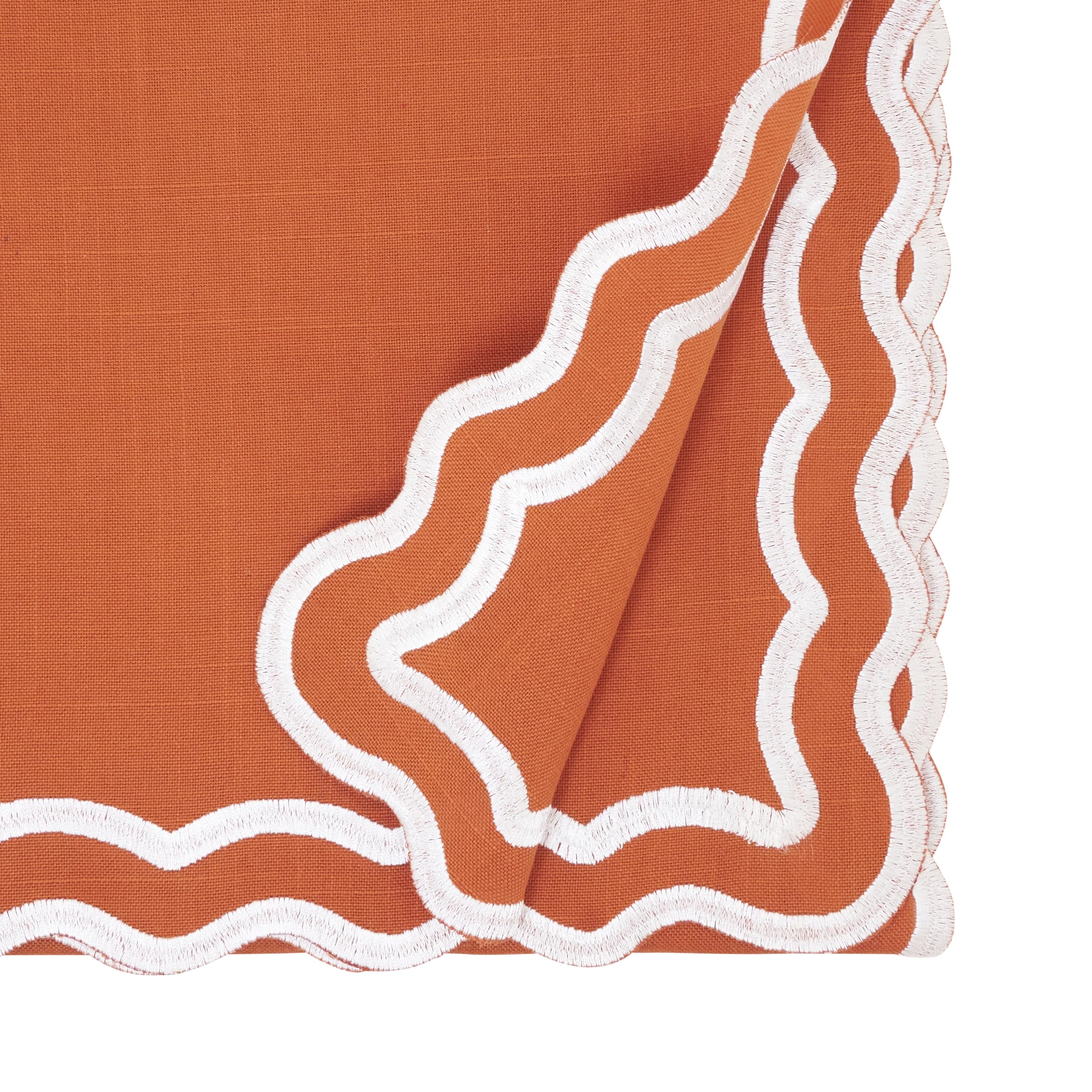 SARO Lifestyle Camino de Mesa con Borde Festoneado, Elegante Camino de Mesa para Uso Diario con Bordes festoneados Bordados para mesas de Comedor y Entretenimiento Moderno, 16 x 72 Pulgadas, Calabaza