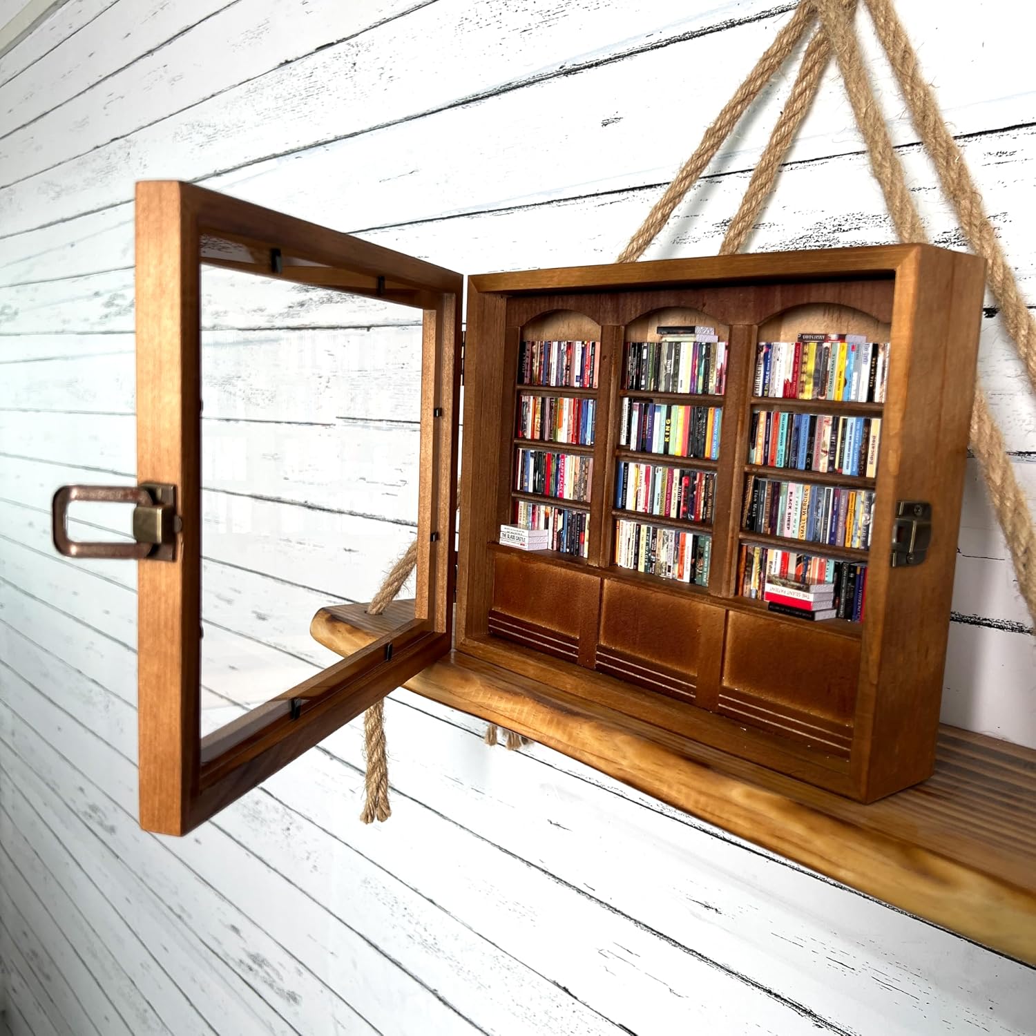 Anxiety Bookshelf Miniature Library,Come with 260 Mini Books,Shake Your Anxiety Away,Book Room Living Room Decorations,for Everyone Who Loves Books