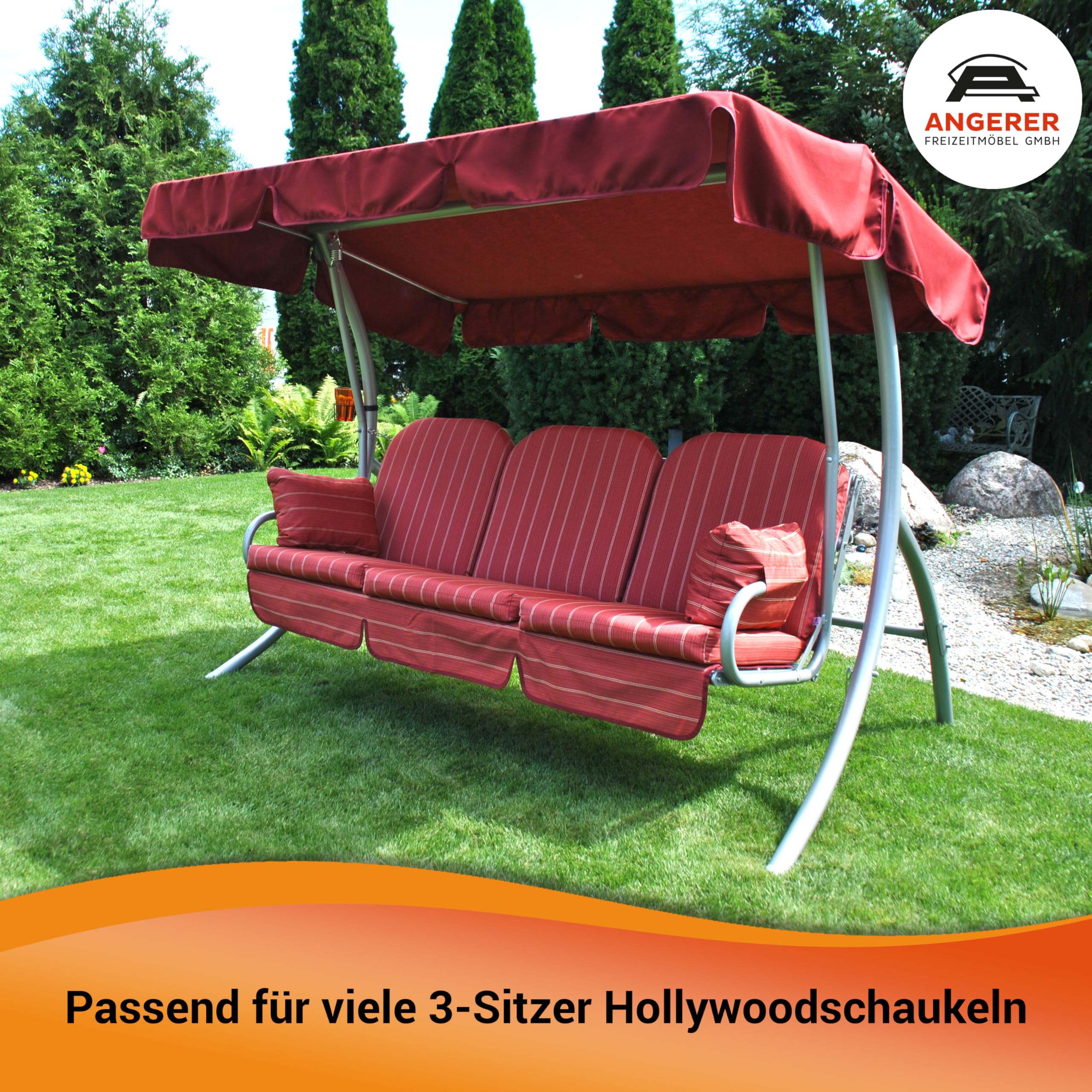 ANGERER Deluxe Schaukelauflage Faro, Rot, 3-Sitzer