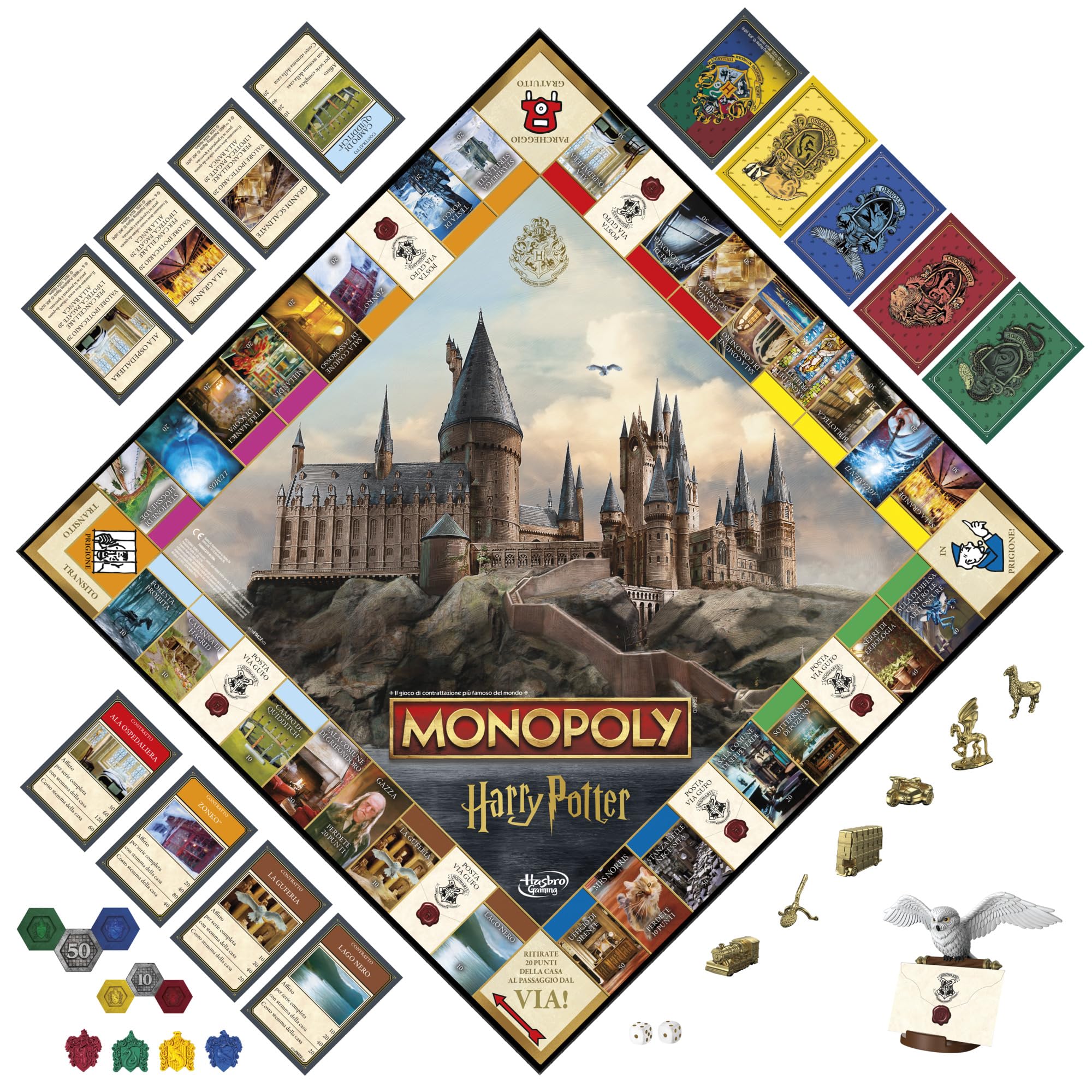 Hasbro Gaming Monopoly, Edizione Harry Potter Una Magica Avventura a Hogwarts, Gioco da Tavolo, Giochi di Halloween, Per Bambini e Bambine da 8 Anni in Su, da 2 a 6 Giocatori, Versione in Italiano