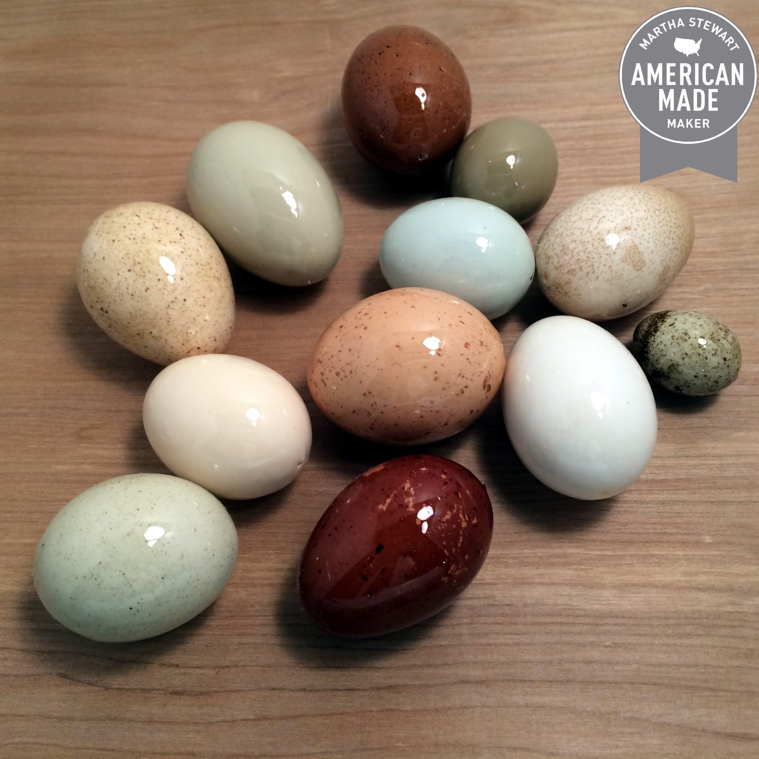 One Dozen Clean, Organic Eggshells with Glazed Finish. Part of the Martha Stewart American Made Market
