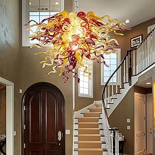 Glass Art Deco Chandelier, Hand Blown DIY Lamp Decoration, Hanging Penda...