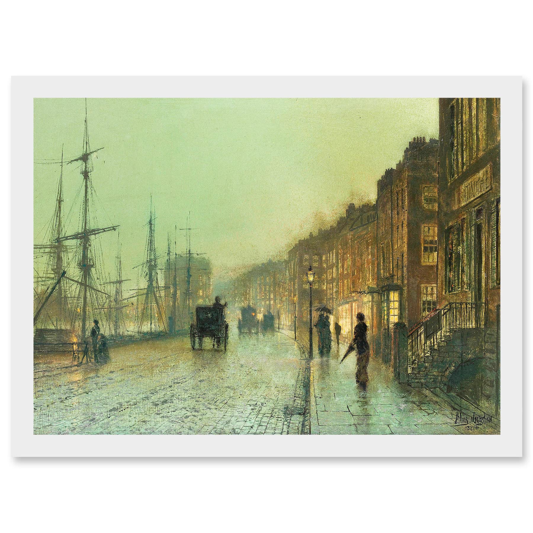 Artery8 John Atkinson Grimshaw Glasgow Docks 1881 Old Master Painting Artwork Framed Wall Art Print A4