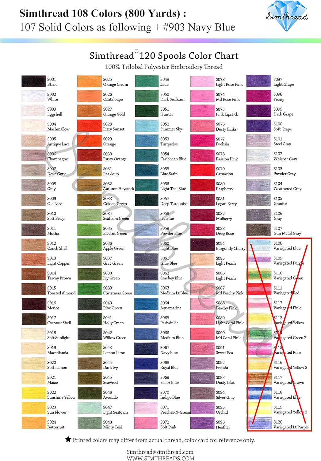 Simthread Embroidery Thread 800 Yards Snap Spools 108 Madeira Colors, Compatible with Brother Babylock Janome Singer Husqvarna Embroidery and Sewing Machine