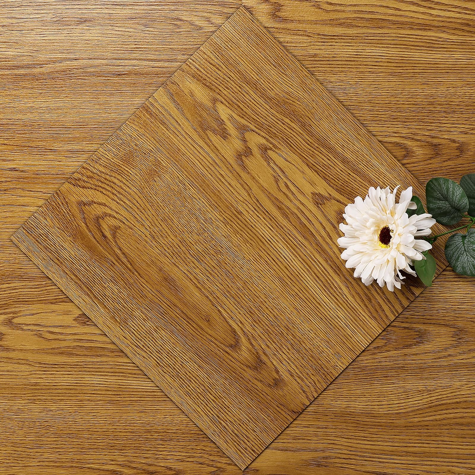 LaCheery Azulejos de madera marrón para despegar y pegar, tablones de vinilo impermeables, paquete de 36 unidades de 12 x 12 pulgadas, tablones de madera laminada, despegar y pegar, azulejos adhesivos