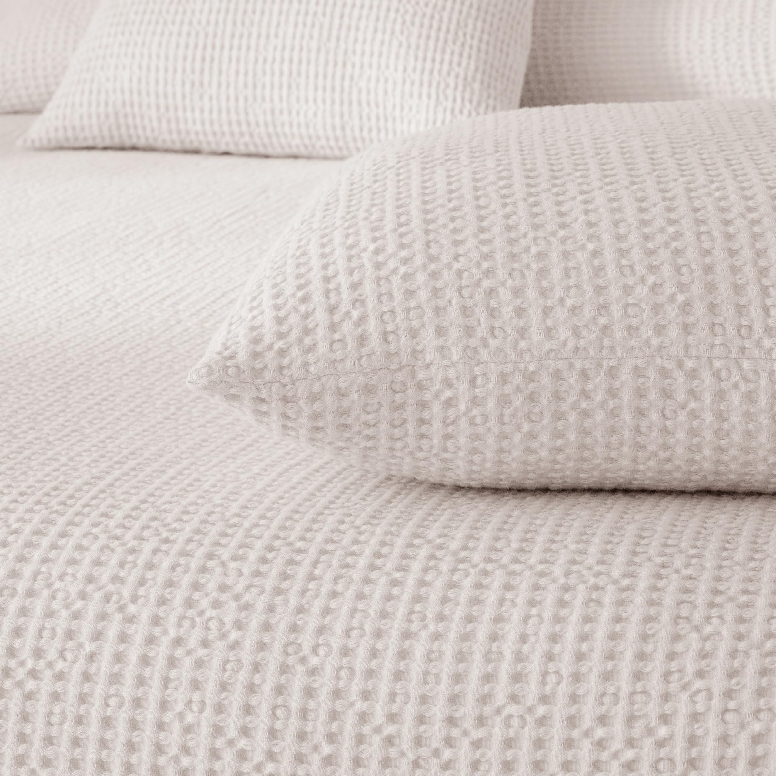 COTTON ARTean Funda Nórdica Ayala Beige algodón Waffle Botones Cama 150