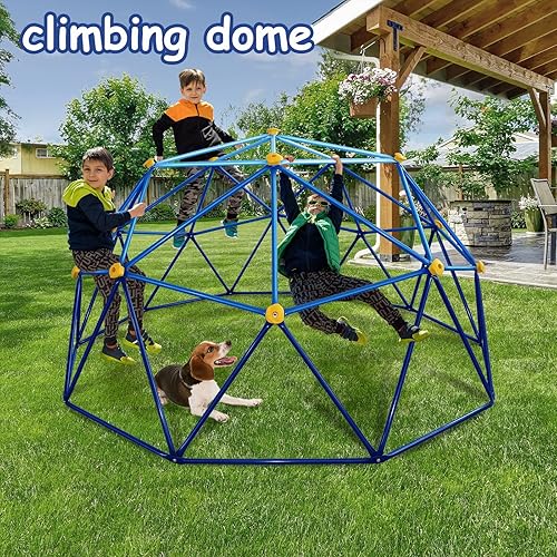 Miniatura 6 de SMkidsport Escalador de cúpula con toldo, cúpula de escalada de 10 pies para niños de 3 a 10, capacidad de 1000 libras, acero resistente al óxido y