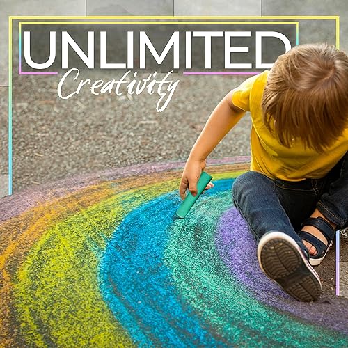 Miniatura 7 de Loddie Doddie Sidewalk Chalk para niños, 50 unidades, 12 palos jumbo multicolor, no tóxicas y lavables, paquete de tiza a granel en cubo