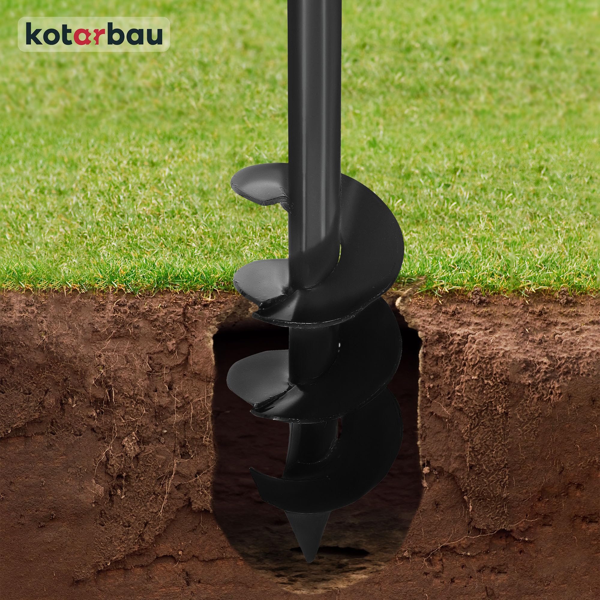 KOTARBAU® Ahoyadora manual 80 mm, Taladro de tierra manual, Perforadora de suelo con mango en T antideslizante, Barrena de jardín, Perforador de mano, Broca espiral de tierra, Plantador Cavahoyos