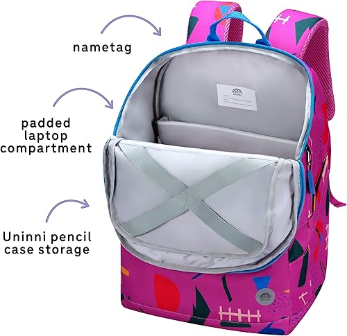 Miniatura 6 de Mochila para niños de 16 pulgadas para niñas y niños a partir de 6 años con correas de hombro ajustables. Se adapta a una altura de 3 pies 9