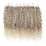 8 Packs Goddess Faux Locs Crochet Hair for Black Women, Goddess Locs Crochet Hair, Boho Style, River Locs Hair with Curly Ends (18Inch, OT27/613, 8Packs)