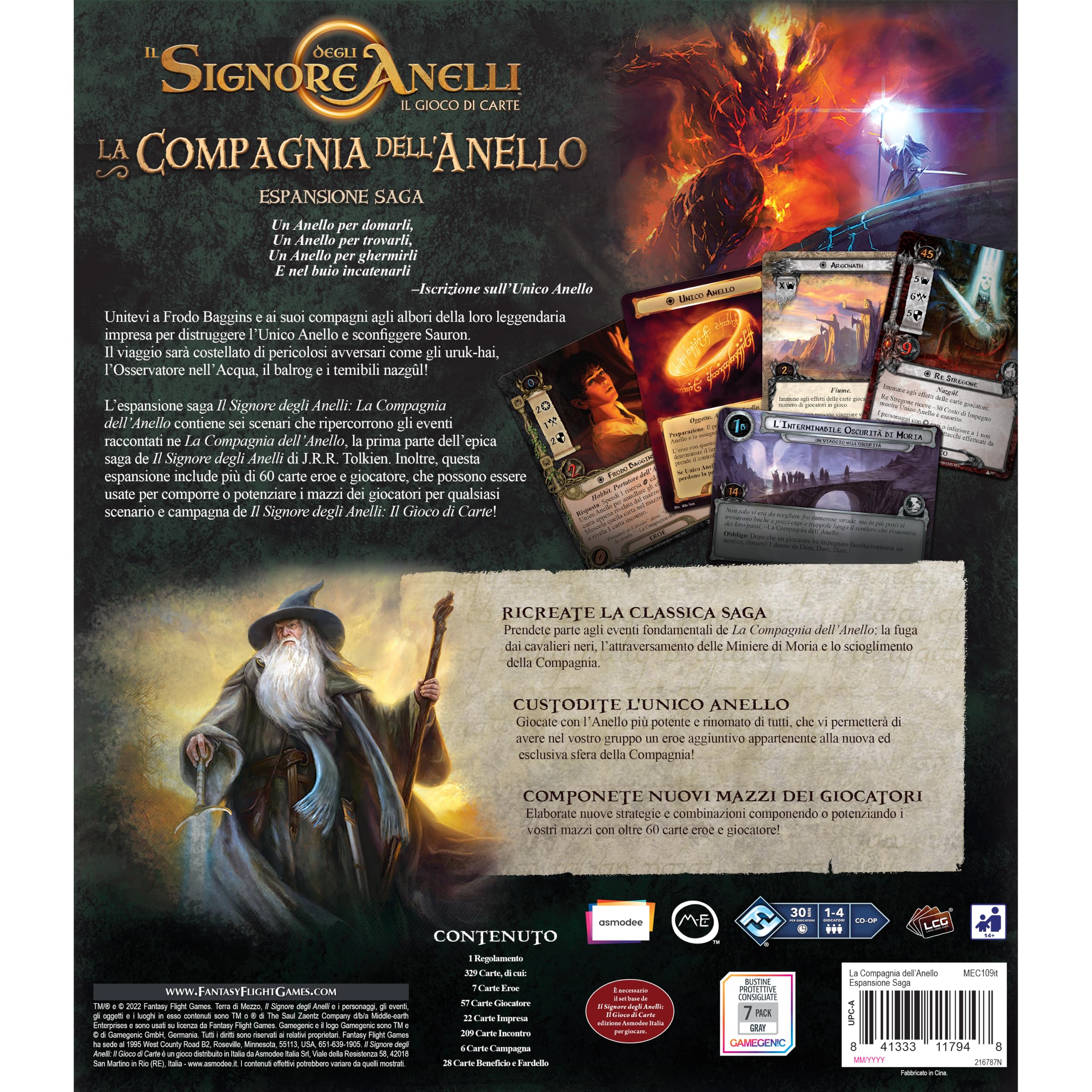 Asmodee - El Señor de los Anillos, El Juego de Cartas: La Compañía del Anillo - Expansión Saga, 1-4 Jugadores, 14+ Años, Edición en Italiano