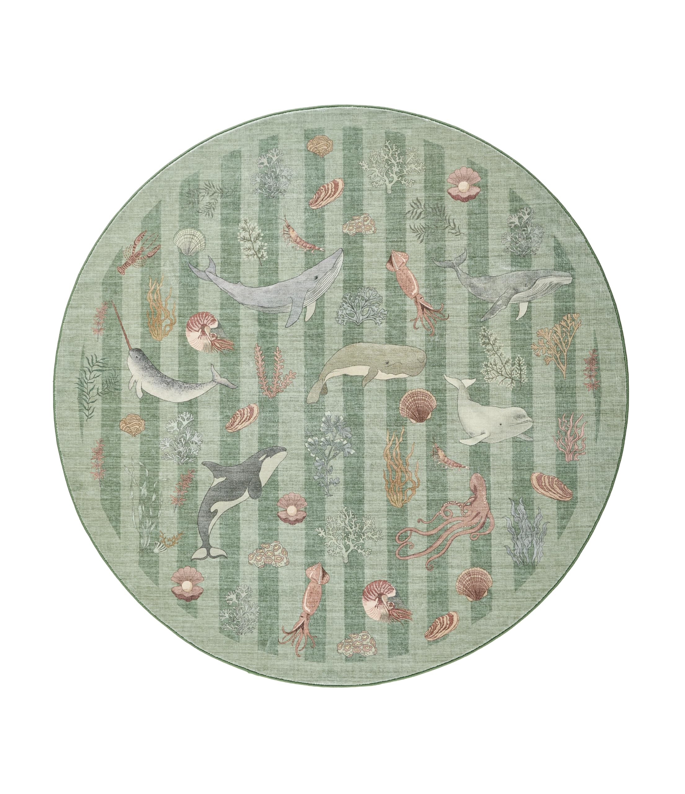 Whales Themed Soft Washable Faux Wool Stain Resistant Rug Rubber Non-Slip Backing for Playroom Bathroom Living Room Bedroom Bedside Beachy Cute