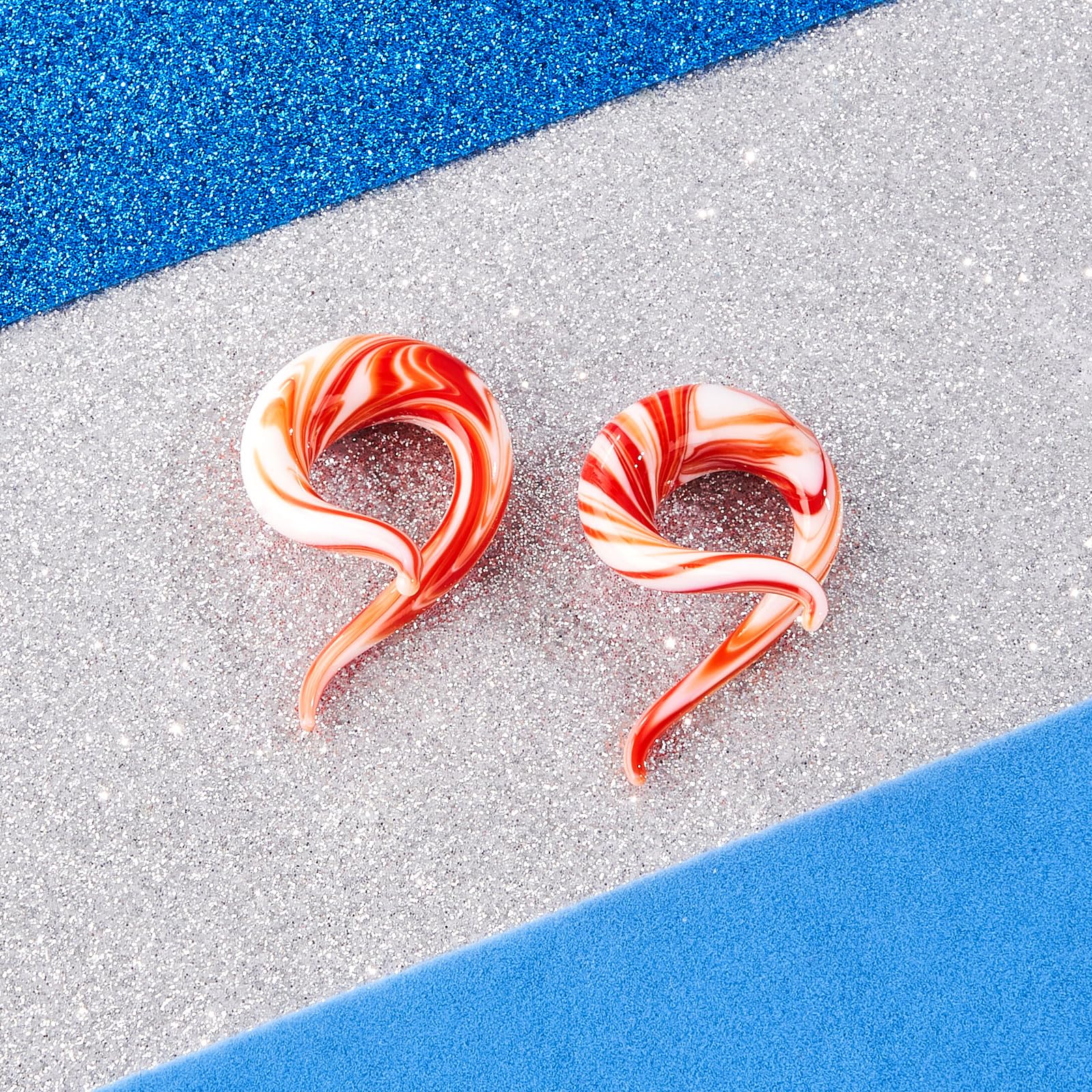 Stuppendux 2Pcs Ear Glass Spiral Tapers Plugs Tunnels Expander Hanger Gauges Earrings Stretching Body Piercings Jewelry: Style D 00G(10MM)