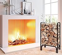 Vista 7 de Kingson Soporte de leña para chimenea de interior y exterior, color negro, desmontable para almacenamiento de leña