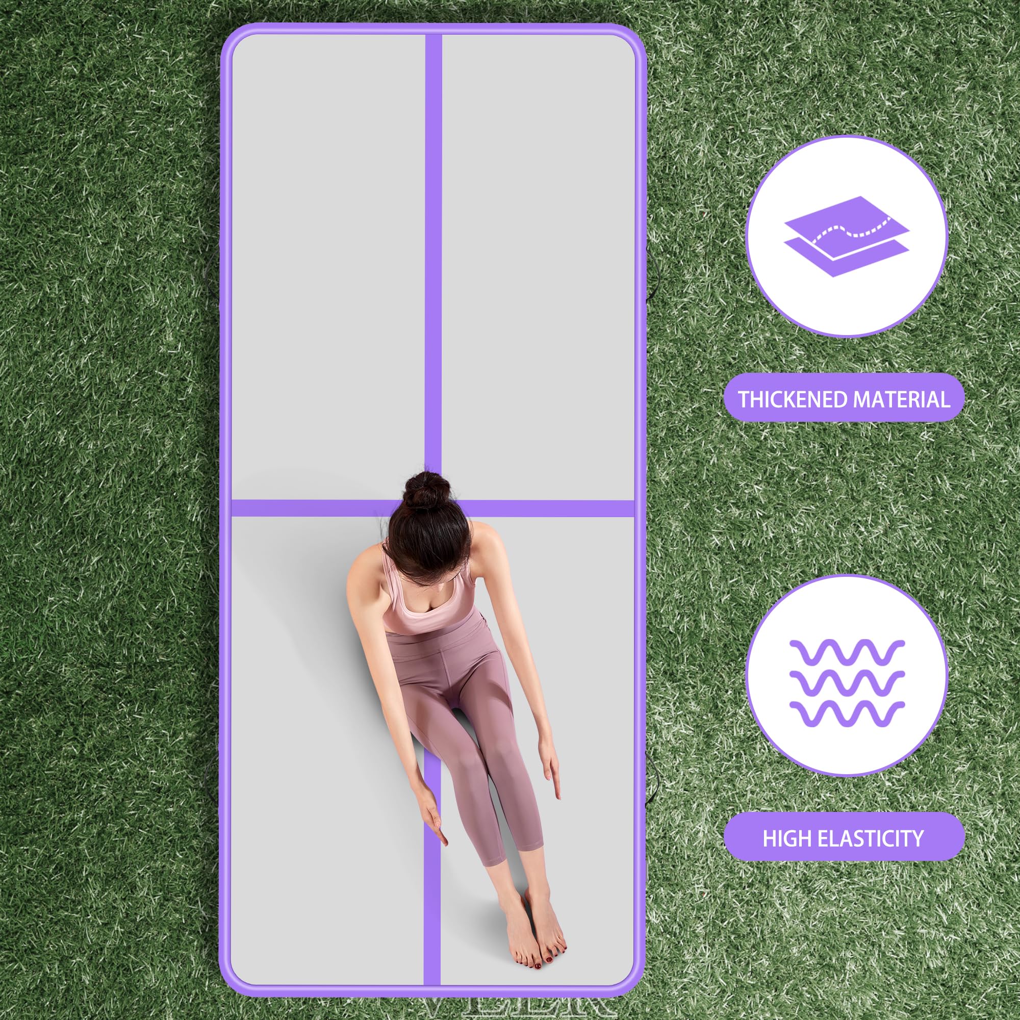 BPB Tappetino da ginnastica gonfiabile con pompa elettrica, 3 m, per uso domestico, allenamento, ginnastica, cheerleading, yoga, pilates, arti marziali, palestra, spiaggia, cheerleading, divertimento